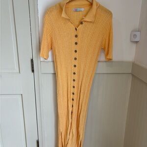 Free People Mustard Long Sleeve Knit Dress